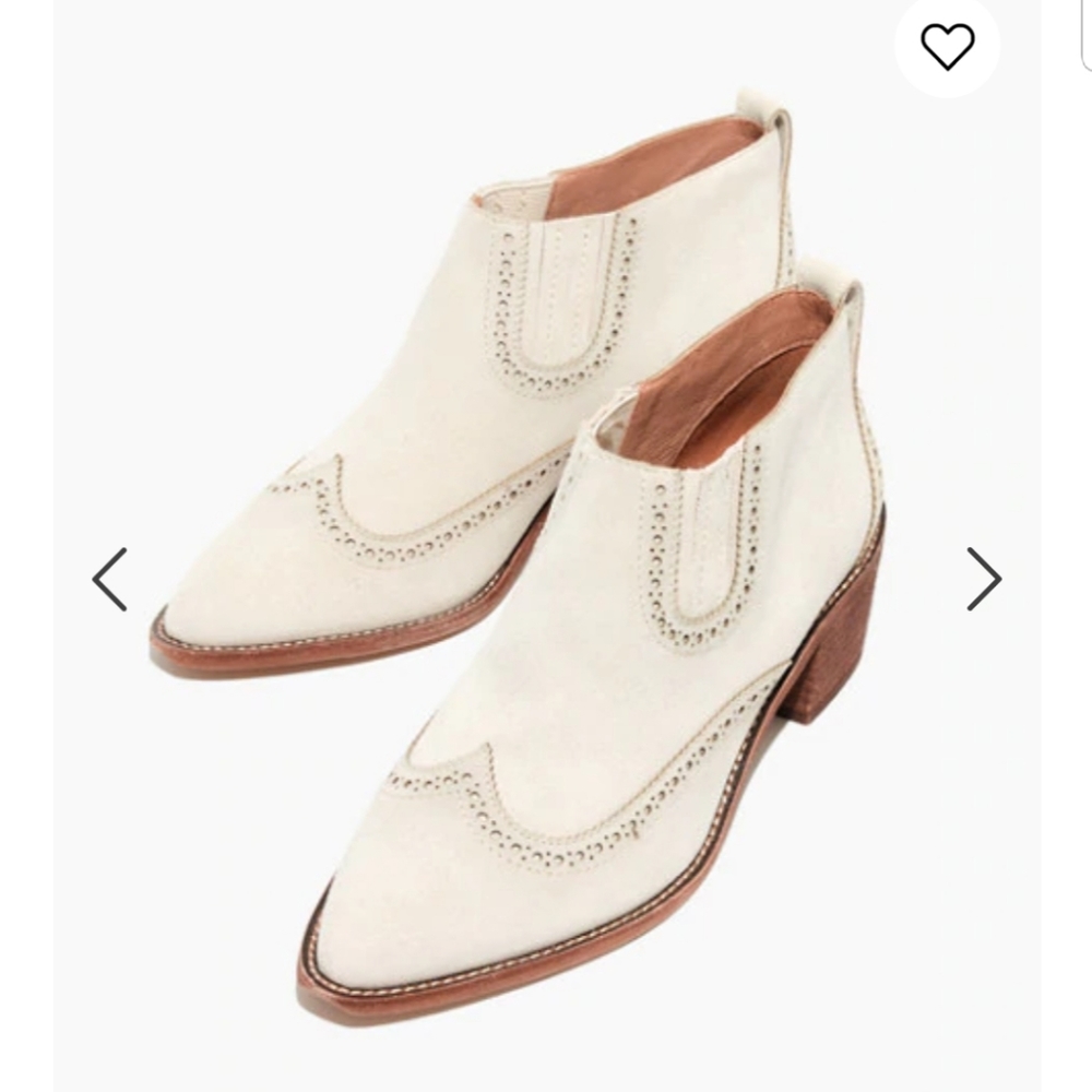 Madewell White Leather Ankle Boots